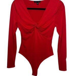 Faded Rose Vibrant Red Twist‎ Front Bodysuit Size Medium